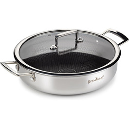 ROSMARINO HexaPro 3.0 28 cm Stainless Steel Frying Pan - High-quality non-stick coating, oven-safe - Ideal for versatile cooking (Crab with lid, 16cm)