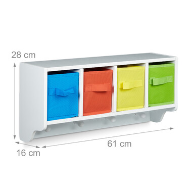 Relaxdays Children's Wall Shelf with Coat Hooks ALBUS