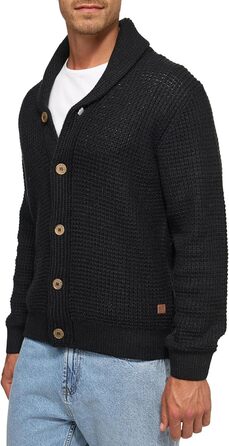 Кардиган чоловічий Indicode INBrandox з коміром-шарфом та ґудзиками | Дріб'язковий кардиган для чоловіків (XL, Чорний)