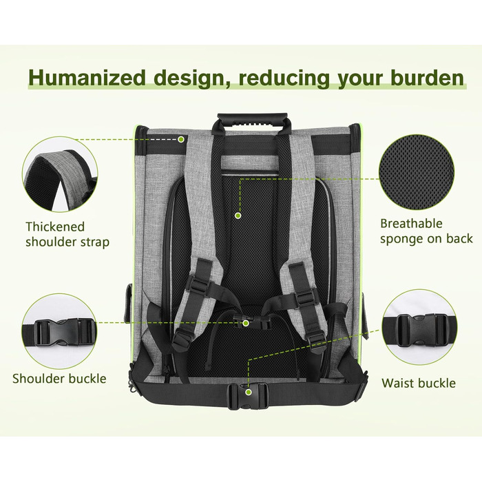 Рюкзак для тварин Pecute з сіткою, розширюваний, для котів та собак, з верхнім віконцем-шторкою, дихаючий, водонепроникний, ідеальний для подорожей, сірий (L)