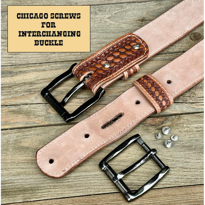 Чоловічий шкіряний ремінь Daniel's Artplanet з повного зерна, ручної роботи, з перлами, ковбойський ремінь з знімною пряжкою, 3.8 см (36 розмір, підходить на 34-й джинсовий розмір), коричневий