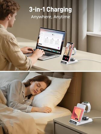 Бездротовий зарядний пристрій 3-в-1 для Samsung Galaxy S26/S25/Z Fold 7/Flip 7, Galaxy Watch 8/7/6/5 Pro та Buds 3/2 - білий