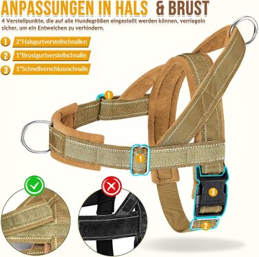 Шлейка для собак SlowTon середнього та великого розміру з повідком 1,55-1,7 м, м'яка та світловідбиваюча, з регульованою шиєю та грудьми, шлейка проти натягу для прогулянок, S, жовта