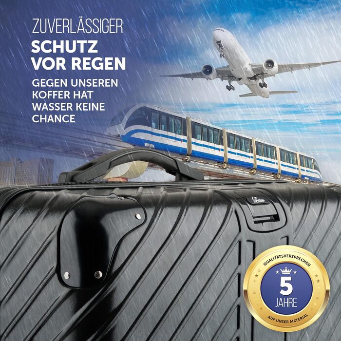 Чемодан дорожній 120L (75x50x33) з колесами - міцний тріумф, з кишенею для ноутбука та захистом кутів (XL, Чорний, 3-Set (20, 24, 28 дюймів))