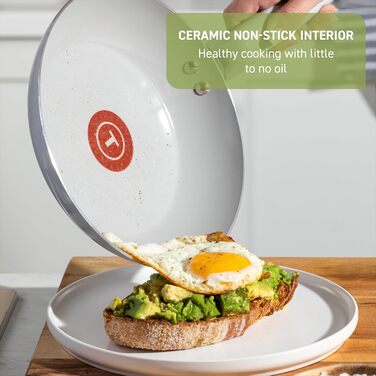 Набір посуду T-fal Refresh Ceramic 20 предметів, антипригарне покриття, жаростійкий до 100°C, сірий Moon Grey. Каструлі, сковороди, сотейник, керамічне покриття.