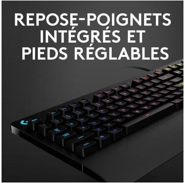 Ігрова клавіатура Logitech G213 Prodigy з RGB-підсвічуванням, програмовані клавіші G, мультимедійне керування, підставка для зап'ястя, захист від бризок, QWERTZ-розкладка (німецька)
