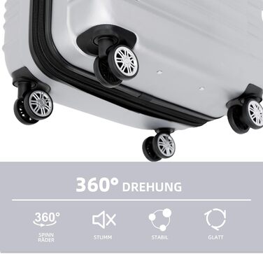 Чемодан Beibye 2088 з твердим корпусом, валіза-тележка, ручна поклажа, 14 кольорів (Срібний, XL)