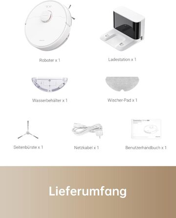 Робот-пилосос Dreame D9 Max з функцією миття, 4000Pa, LDS-навігація, 150 хв роботи, карти для різних поверхонь, ідеальний для килимів, твердих підлог та шерсті тварин, керування через додаток