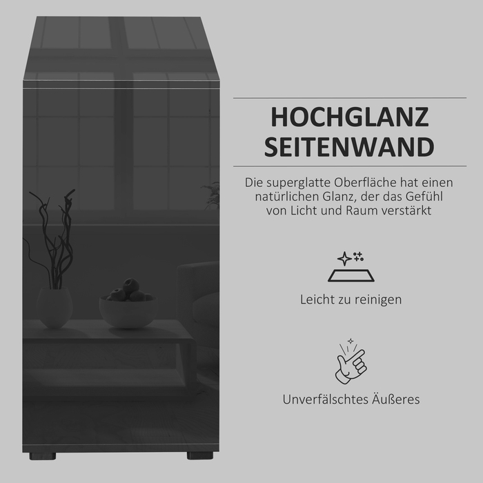 HOMCOM Sideboard Black Storage Cabinet with 2 Drawers & 2 Doors, Tip-Over Protection for Living Room, Bedroom, 117x36x74cm
