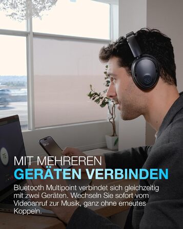 Бездротові накладні навушники JLab JBuds LUX ANC з активним шумозаглушенням, Bluetooth, Graphite