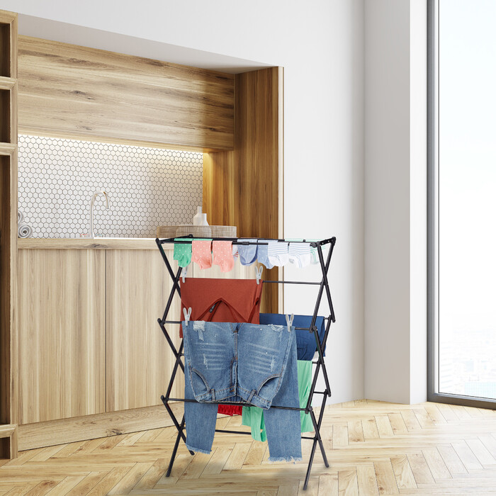 Relaxdays Folding Clothes Drying Rack with 50 Clothespins