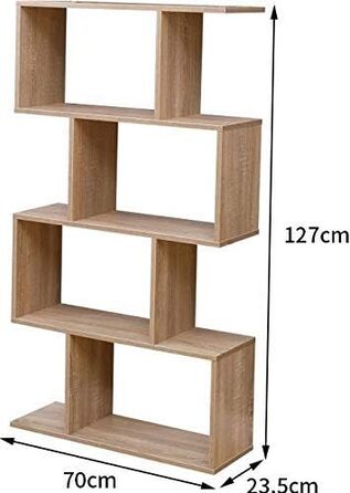 Etnicart Bookshelf, Oak Finish, Office, Modern, Double-Sided, 70x23.5x127.5cm Self-Supporting, Cube Design, Suitable for Entrance, Living Room, Children's Room, Wood Bookshelf, Office Shelf, DVD Cabinet