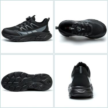 Черевики робочі чоловічі та жіночі спортивні, легкі, дихаючі, на шнурівці, з швидкою застібкою, з обертовим закриттям, з металевим підсилювачем, 44 EU, чорні