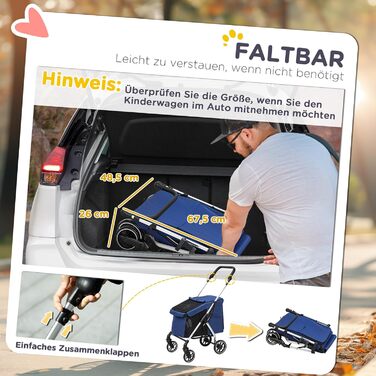 PawHut Легкий візок для собак та котів з алюмінію, склавний, з подушкою, сіткою, дверима та кошиком для зберігання (Блакитний)