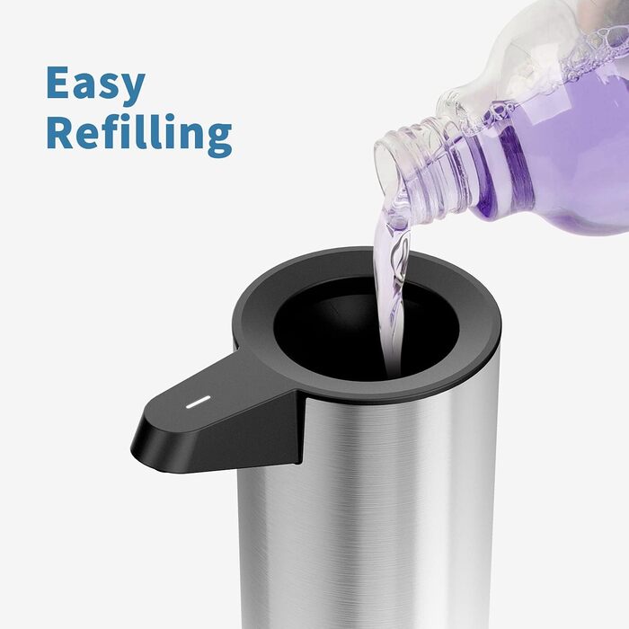 AIKE Automatic Soap Dispenser Stainless Steel with Sensor Infrared, 280ml Touchless Automatic Soap Dispenser USB Rechargeable