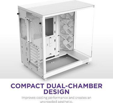 Корпус ПК NZXT H6 Flow RGB: компактний Mid-Tower з 3 вентиляторами, чорний/білий