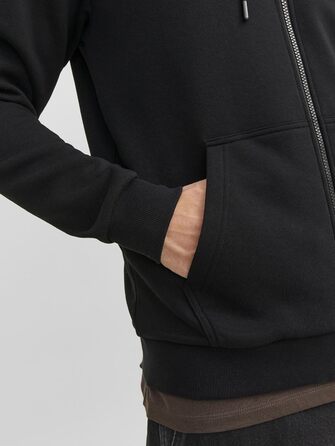 Чоловіча однотонна куртка-худі Jack & Jones, чорна, розмір XL