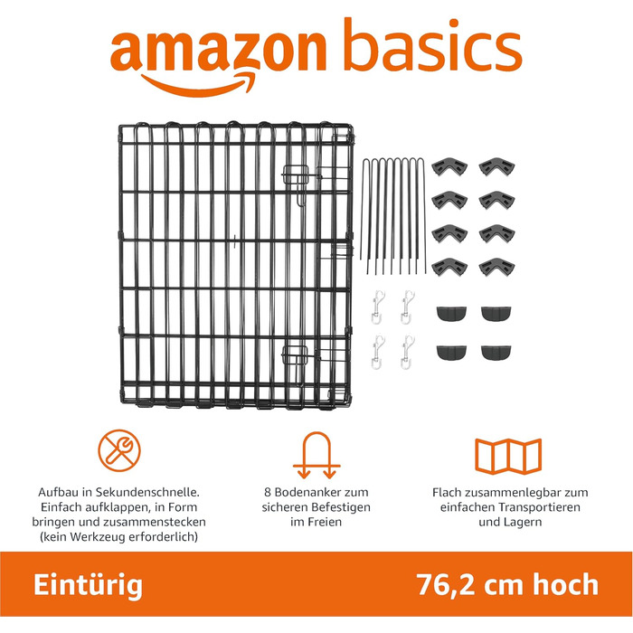 Amazon Basics Octagon, Square, and Rectangle Dog Playpen - Foldable Metal Crate with Door - 152.4 x 152.4 x 76.2 cm