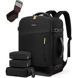 LOVEVOOK Рюкзак ручної об'єм 40L, 45x33x20cm: Рюкзак для подорожей та бізнесу, розширюваний, ручна поклажа, чорний