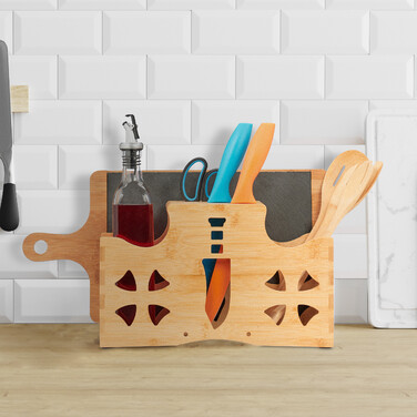 Relaxdays Cutlery Holder with Cutting Board Holder