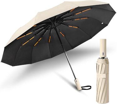 Складаний туристичний парасолька, вітростійка, автоматичне відкриття/закриття, 24 посилені ребра з фібергласу, захист від УФ-променів, легка та портативна, для дощу та сонячної погоди, білий колір