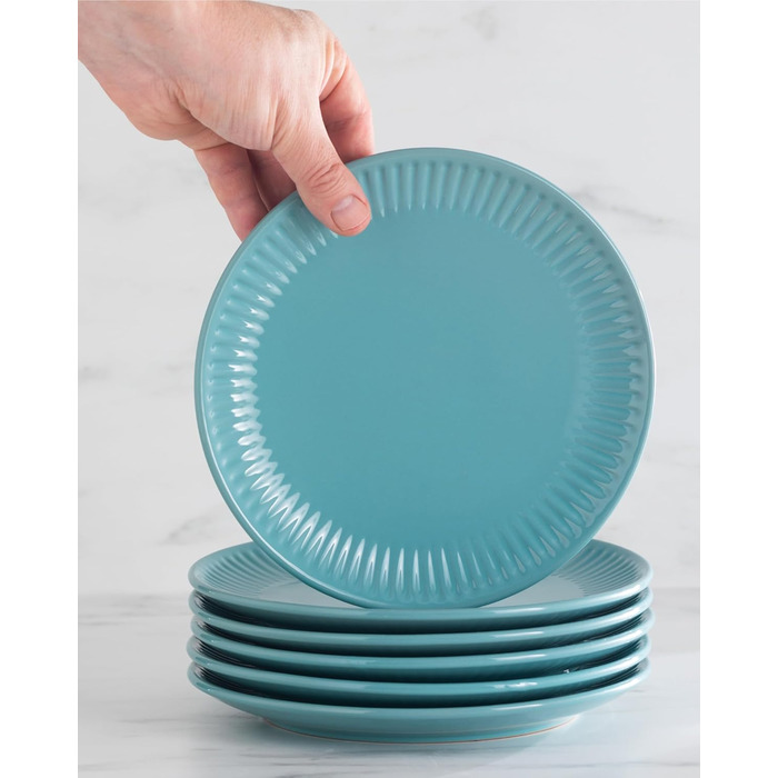 Набір посуду Steingut Hygge 24 шт. для 6 осіб: тарілки, миски, сервіз Pure Living Petrol