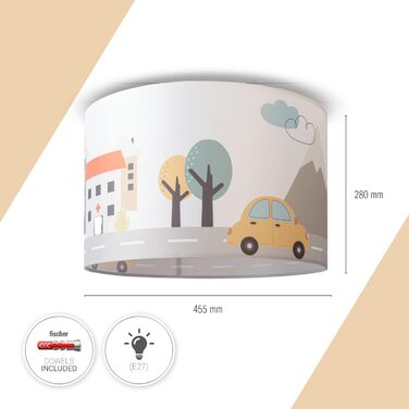 Paco Home Pendant Lamp Children's Room Ceiling Lamp Chandelier Baby Room Pendant Lamp Various Motives Boys Girls E27, Color: Design 6 (Ø45.5 cm), Light Type___Color: - White (Street, Ceiling Light)