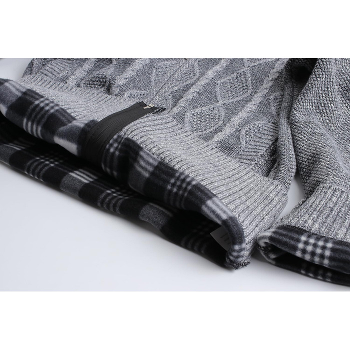 Чоловіча в'язана куртка-кардиган з коміром-стійкою та візерунком коси. Тепла флісова куртка з довгим рукавом для чоловіків (XXL, світло-сірий)