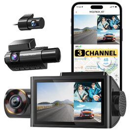 3-канальний автомобільний відеореєстратор WOLFBOX i07 4K з WiFi, GPS, 3