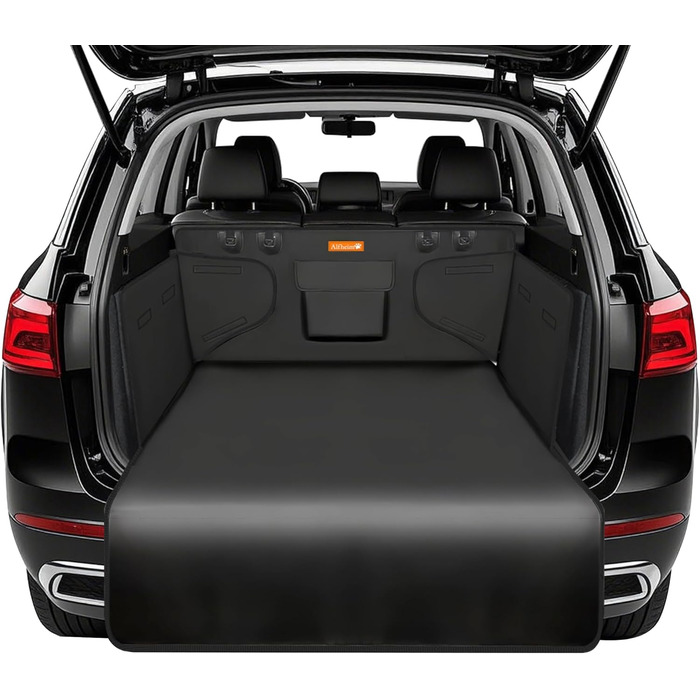 Захист для багажника автомобіля Alfheim для собак - водовідштовхуючий та легкий у догляді - універсальний. Чорний килимок для багажника з захистом краю вантажного отвору.