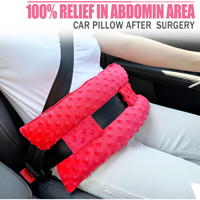 Hysterectomy Lap Belt Pillow, Hysterectomy Recovery, a Must-Have After Surgery, Ice/Heat Pack Abdominal Pillow for Tummy Tuck, C-Section Recovery, Gifts, Minky Dot Red