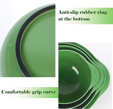 Набір мисок для змішування BoxedHome (4 шт.) - зелений, з нержавіючої сталі, з антиковзним покриттям, для салатів та сервірування