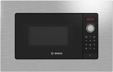 Вбудована мікрохвильова піч Bosch BEL623MS3 з автоматичними програмами приготування, грилем, LED-підсвічуванням та червоною LED-індикацією, сталевий корпус, відкривання зліва