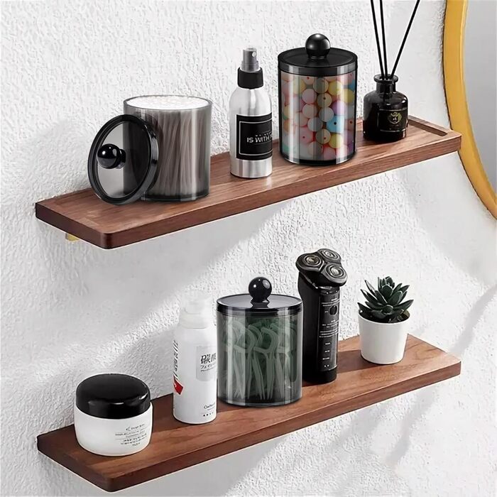 Організатор для ватних паличок та косметики з кришкою (3 шт.) - прозорий чорний контейнер для ватних дисків, зубної нитки, спонжів для макіяжу та аксесуарів для волосся