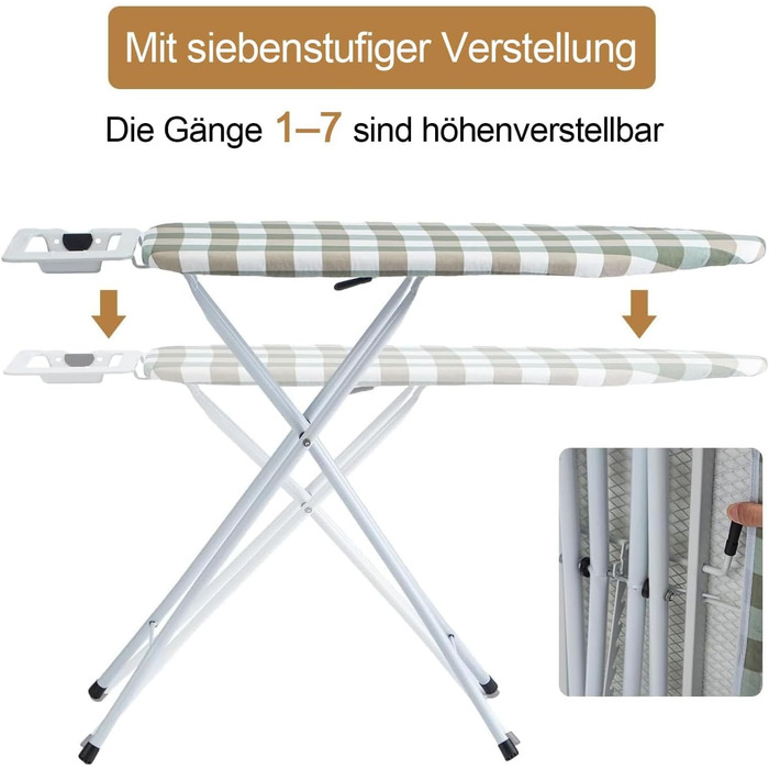 Відкидне прасувальне решітка AllRight з металевою сіткою, 7-позиційне регулювання висоти, антиковзні ніжки, 108.5/75 x 31 см, для парогенераторів, зелений