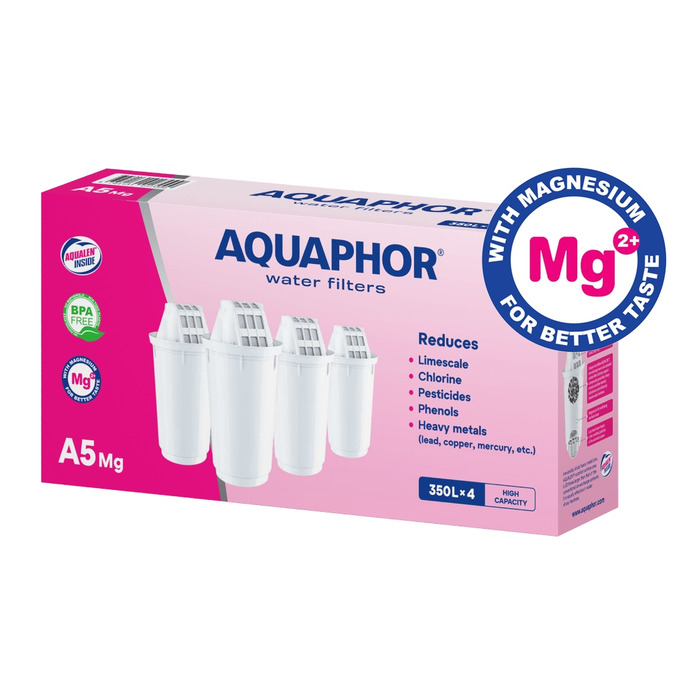 Смінні фільтрувальні картриджі для глека Aquaphor A5 Mg+, 4 шт.