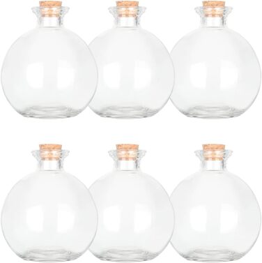 Magic Season Decorative Glass Bottle with Cork Stopper (260ml Potion Bottles / 6 Pieces)