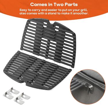 Решітка для гриля Onlyfire з чавуну, сумісна з Weber Q1000, Q120, Q140, Q1200, Q1400 (замінник Weber 7644)