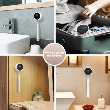 Wall-Mounted Toothbrush Holder, Electric Toothbrush Holder, Single Cleaner for Bathroom, with Automatic Inductive Opening/Closing, Clean, Dry, for Home, Travel (4 Compartments) (Small)