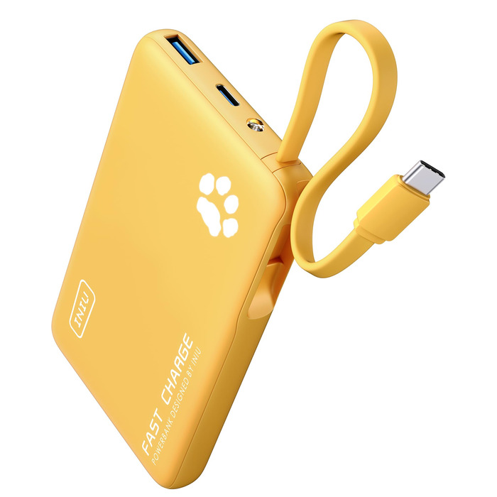 Power Bank INIU 20W 10000mAh з USB-C кабелем, PD3.0 QC4.0, для iPhone, Samsung, iPad (жовтий)