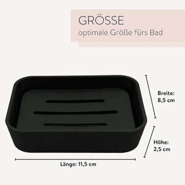 PARSA Beauty Тримач для мила чорного кольору – неслизька мильниця з гумовим покриттям – стильний та позачасовий дизайн для ванної, душу та кухні – надійна мильниця для твердого мила в кожному домі