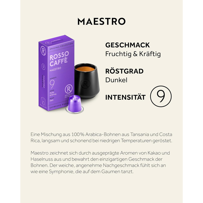 Капсули кави ROSSO CAFFÈ Nespresso 'Extra Dark', 120 шт. - 3 преміум-суміші, сумісні з Nespresso