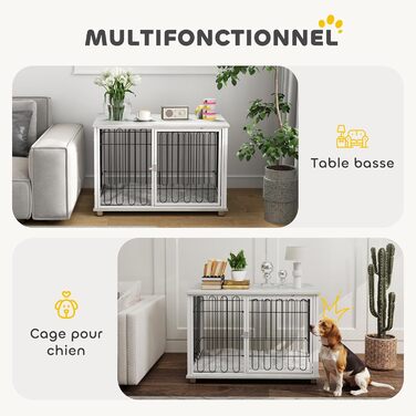 Клітка для собак PawHut з подушкою, регульовані ніжки, столик, сталевий каркас, сіра, 90 x 58 x 62,5 см, до 20 кг