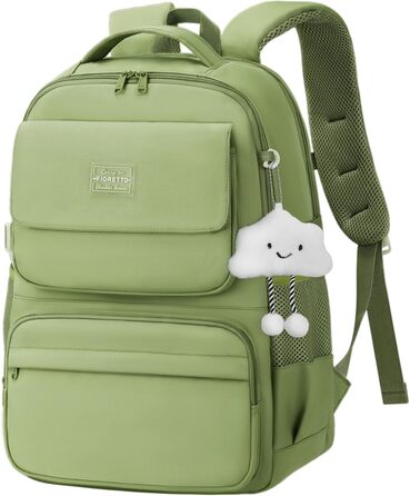 Шкільний рюкзак FIORETTO для дівчаток-підлітків, жіночий, з відділенням для ноутбука 15.6', водонепроникний, легкий, 25L, для школи та подорожей (зелений)