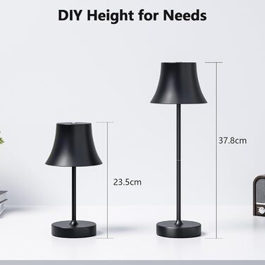 Світлодіодний настільний світильник акумуляторний бездротовий чорний, диммується, водонепроникний IP54