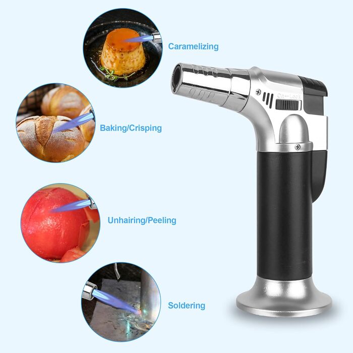 Газовий пальник CTDMJ Flambierbrenner: регульоване полум'я, 3-х газових форсунок, для кухні, крем-брюле, грилю, паяння. (Бутан не входить до комплекту)