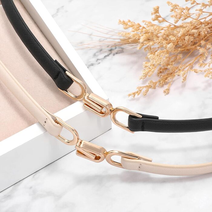 Тонкий жіночий шкіряний ремінь WHIPPY 2 шт. з золотою металевою пряжкою (105/95 см, 120/110 см)