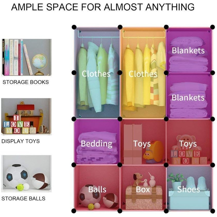 BRIAN & DANY Expandable Kids' Storage Unit with Doors and Hooks