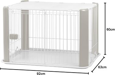 Забіг для цуценят Iris Ohyama з дверцятами та знімним дахом, H60 см, білий. Ідеально для собак та котів, для використання в приміщенні та на вулиці. Забіг для цуценят, вольєр для собак, загін для собак, вольєр для котів. CLS-1130, середній розмір з дахом 