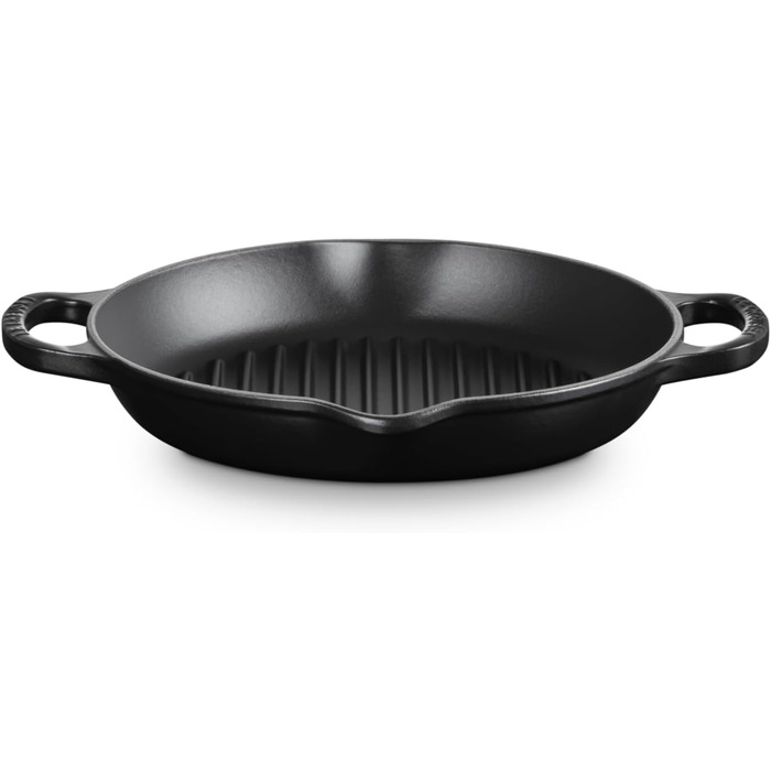 Le Creuset Signature Висока кругла гриль-сковорода з чавуну, 25 см, чорна матова, для всіх типів плит і духовок